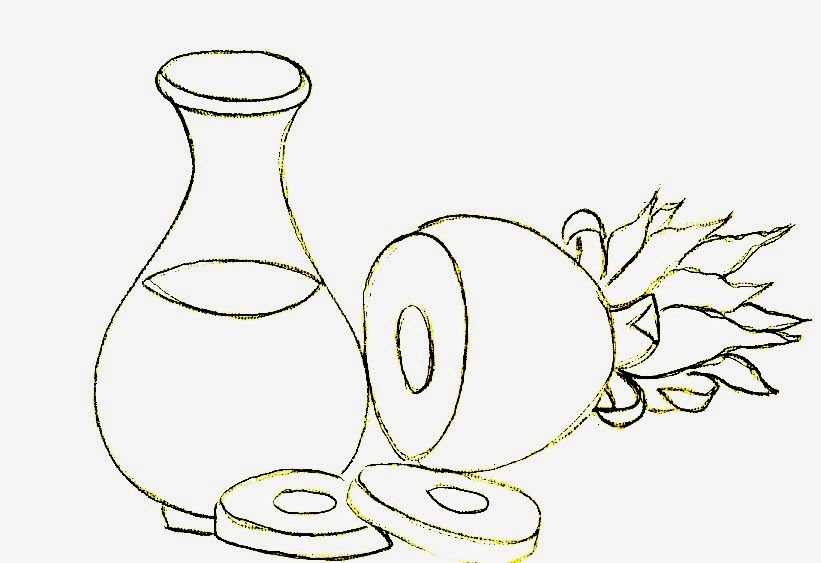 desenho de abacaxi com jarra de suco para pintar