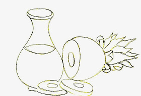 desenho de abacaxi com jarra de suco para pintar