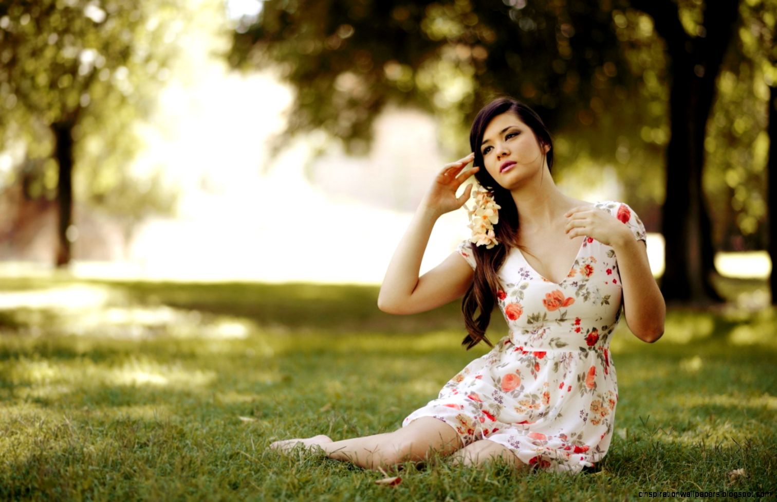 Beautiful Girl Fashion Fl Dress HD Wallpaper   ZoomWalls