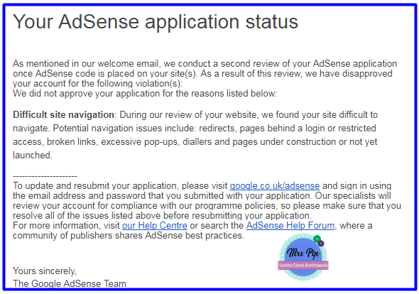 Google Adsense akhirnya memberi jawapan selepas lama mendiamkan diri!