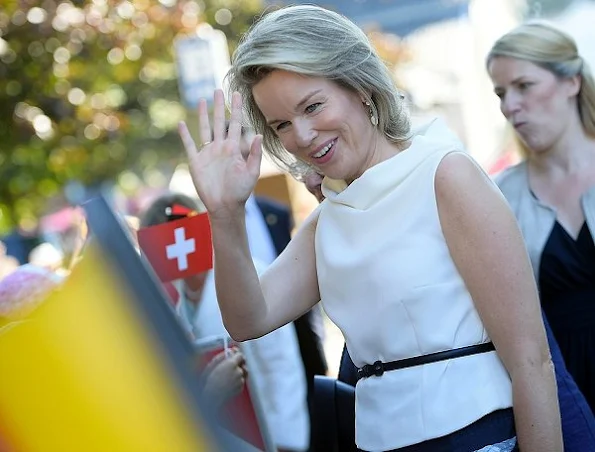 Queen Mathilde of Belgium, Hereditary Princess of Liechtenstein, Sophie, German Daniela Schadt, life partner of President Joachim Gauck and Swiss Katharina Schneider-Ammann, jeweler, diamond earrings