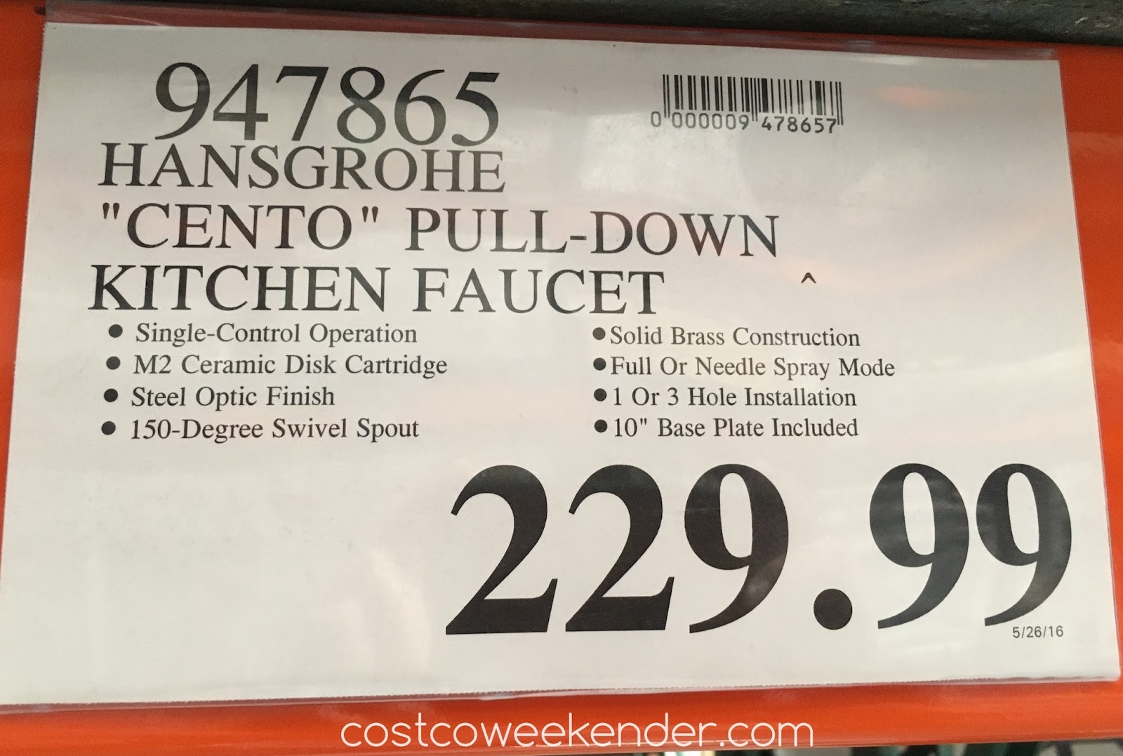 Hansgrohe Cento HighArc Kitchen Faucet Costco Weekender