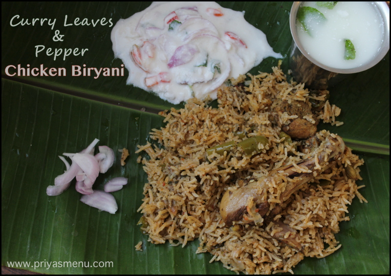 Curry leaves & Pepper Chicken Biryani