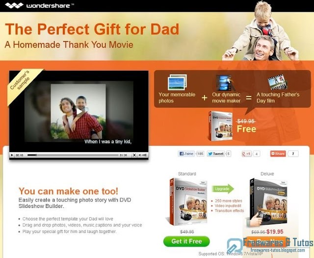 Offre promotionnelle : Wondershare Slideshow Builder Standard gratuit pour la fête des pères !