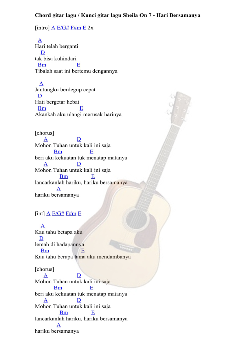 Chord Gitar Lagu Harusnya Aku Dari G