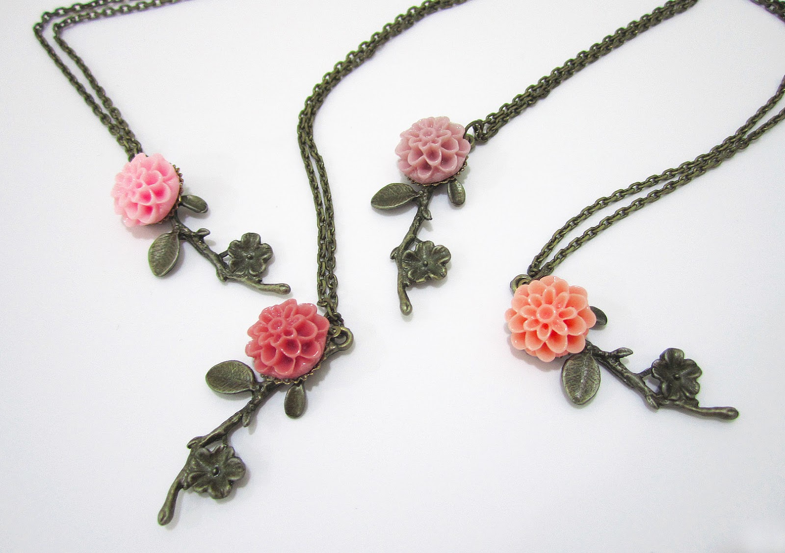 Rustic Beads Rhythm of Spring Dahlia Flower Necklace
