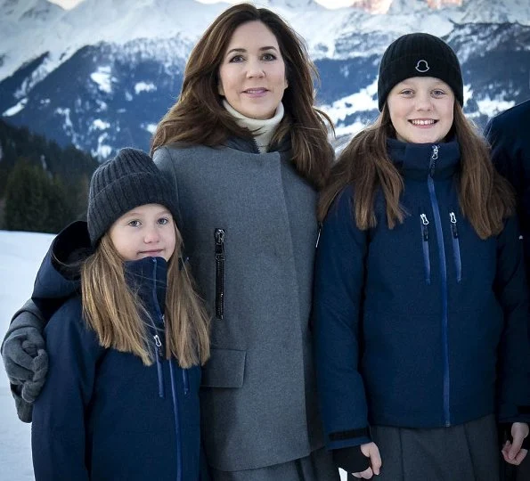 Prince Christian, Princess Isabella, Prince Vincent and Princess Josephine in Verbier