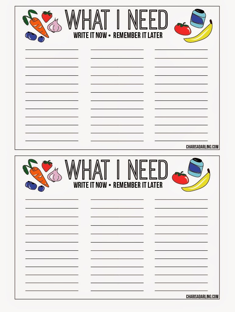 Free Printables: Shopping Lists and Weekly Menu Planner | Charisa Darling