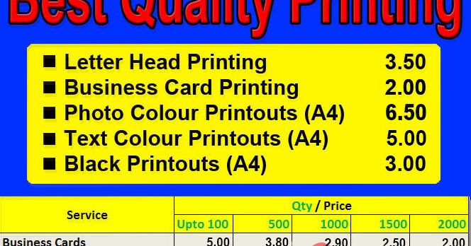 print out price near me