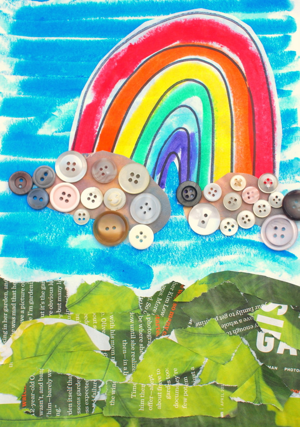 Button Collages Pink Stripey Socks