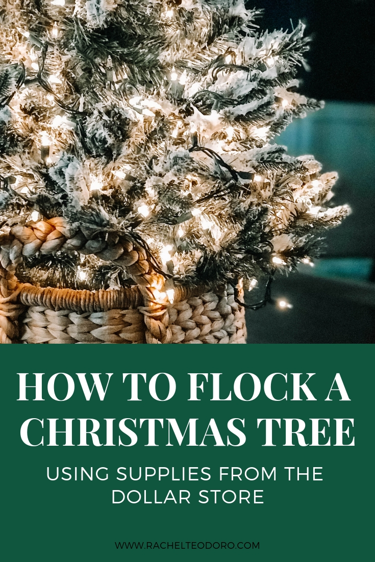 DIY Flocked Christmas Tree Using Supplies from the Dollar Store
