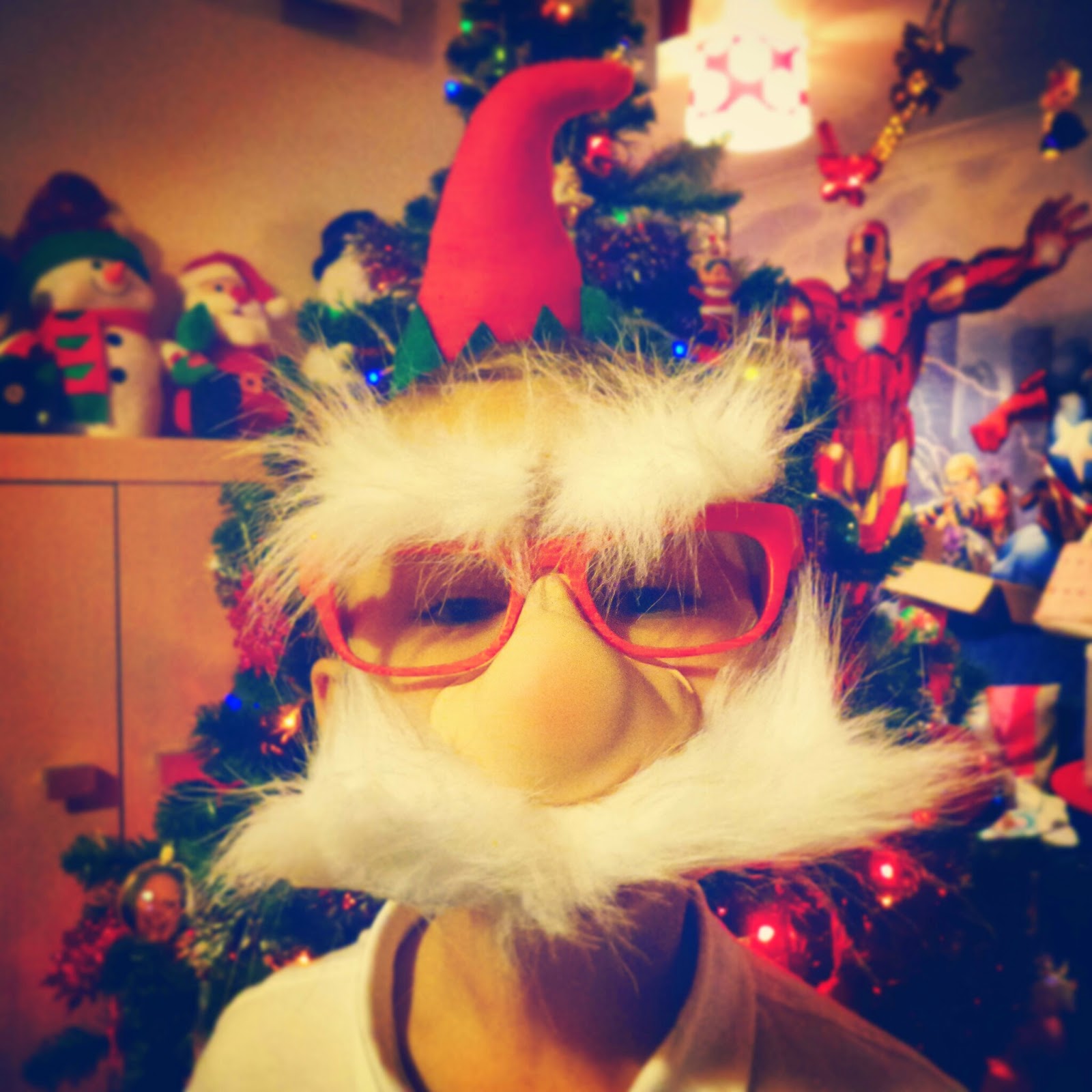 BB dressed up as a weird Santa/Elf hybrid