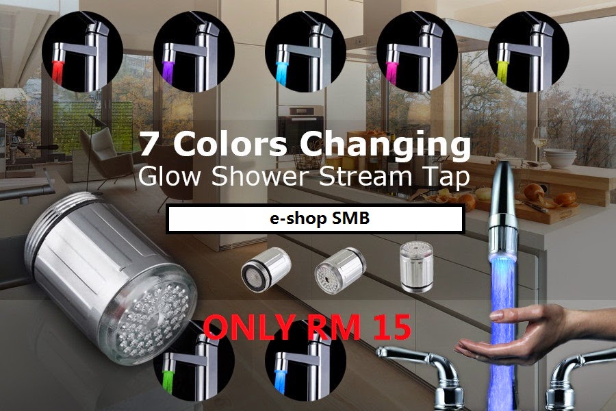 LED Water Faucet Light 7 Colors Changing Glow Shower Stream Tap 15 E