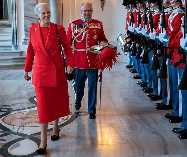 Queen Margrethe II of Denmark held a diplomatic reception for Ambassador for Switzerland Florence Tinguely Mattli