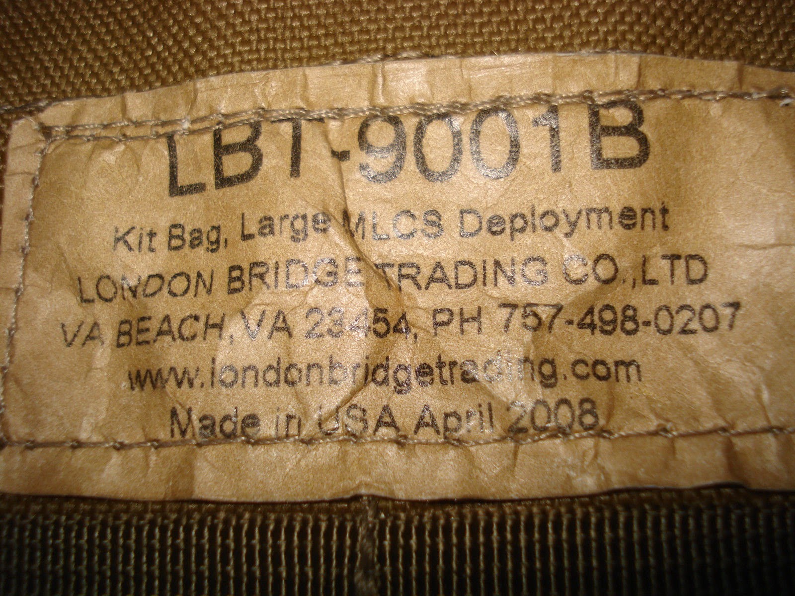bingbabel London Bridge Kit Bag Large MLCS Deployment LBT 9001B