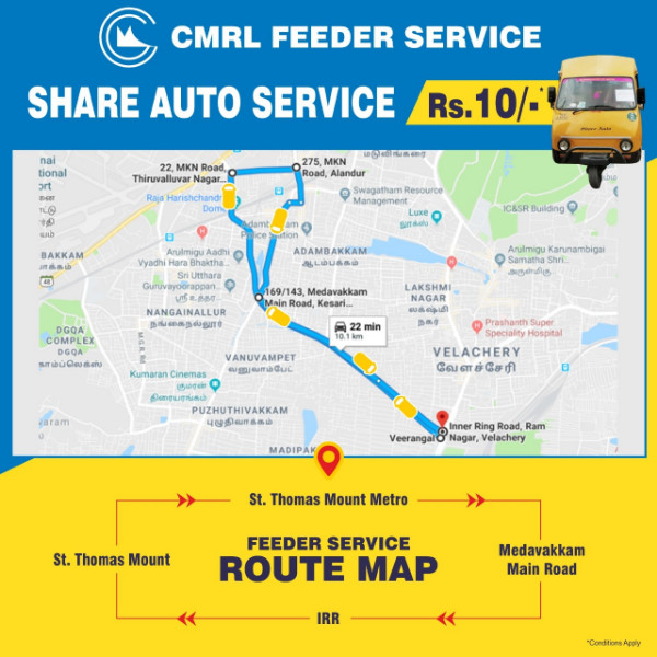 Chennai Metro St. Thomas Mount Metro Station Share Auto Route