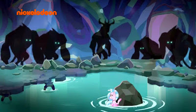 Silverstream, in seapony form, hides in a pond from the shadows of the Storm King's army