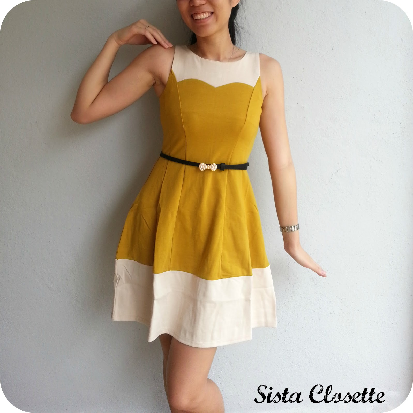 Contrasting Skirt Dress in Pigment