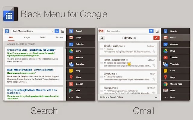 【Chrome外掛】可自訂的Google服務整合快捷選單按鈕，Black Menu for Google™！(擴充功能)