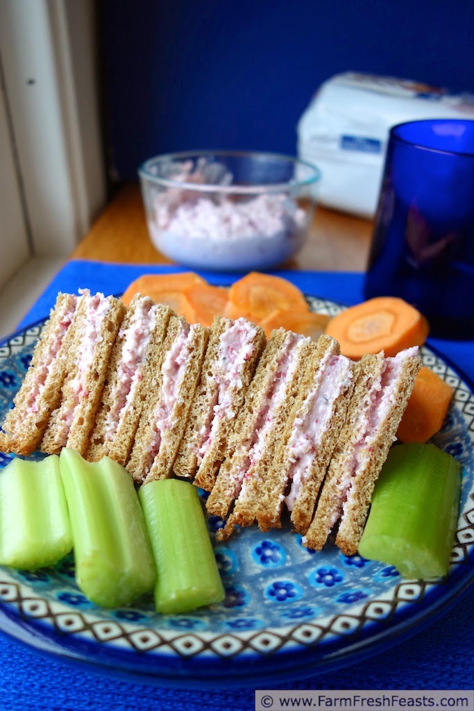 Shredded radishes mixed with cream and goat cheeses for a zesty sandwich spread.