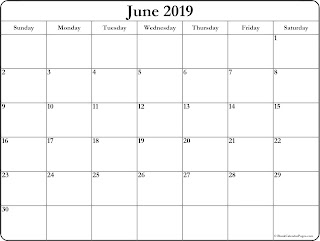 Free Printable Calendar June 2019