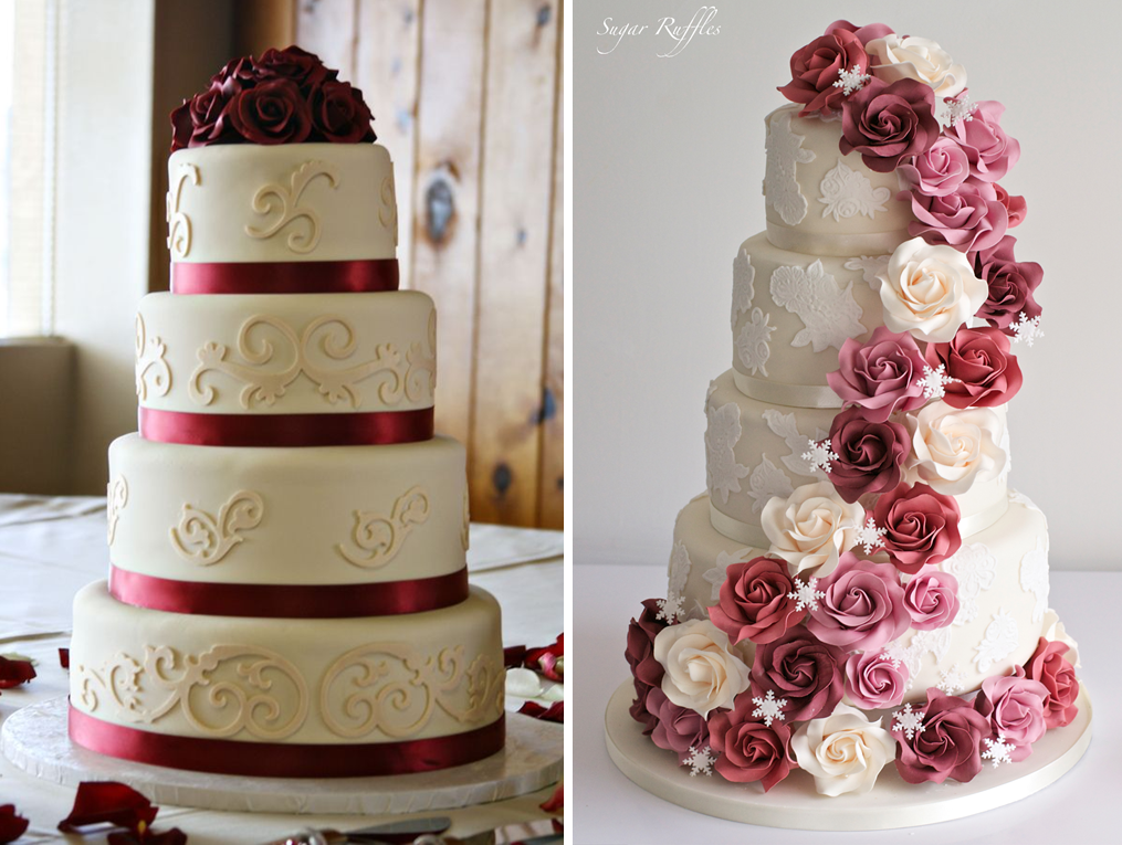 Falando de Casamento | Blog de Casamento: A cor marsala no bolo de  casamento e na mesa de docinhos