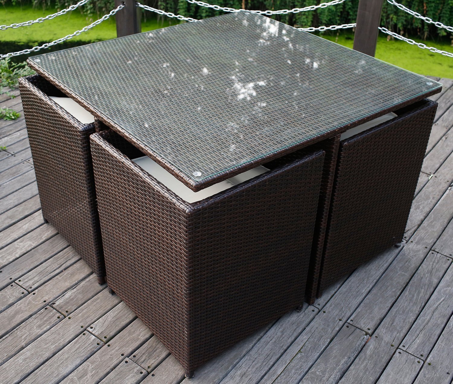 Modern Indoor/Outdoor All Weather PE Wicker Rattan Table Patio Set