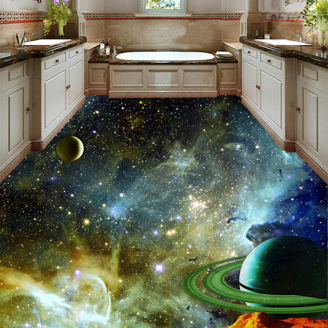 space murals for 3d bathroom flooring