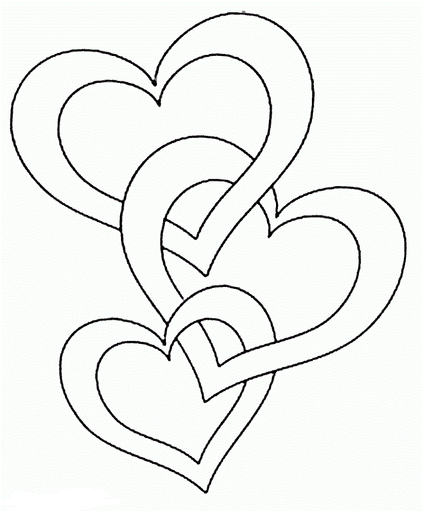 Triple Heart Coloring Page - Free Printable Coloring Pages for Kids