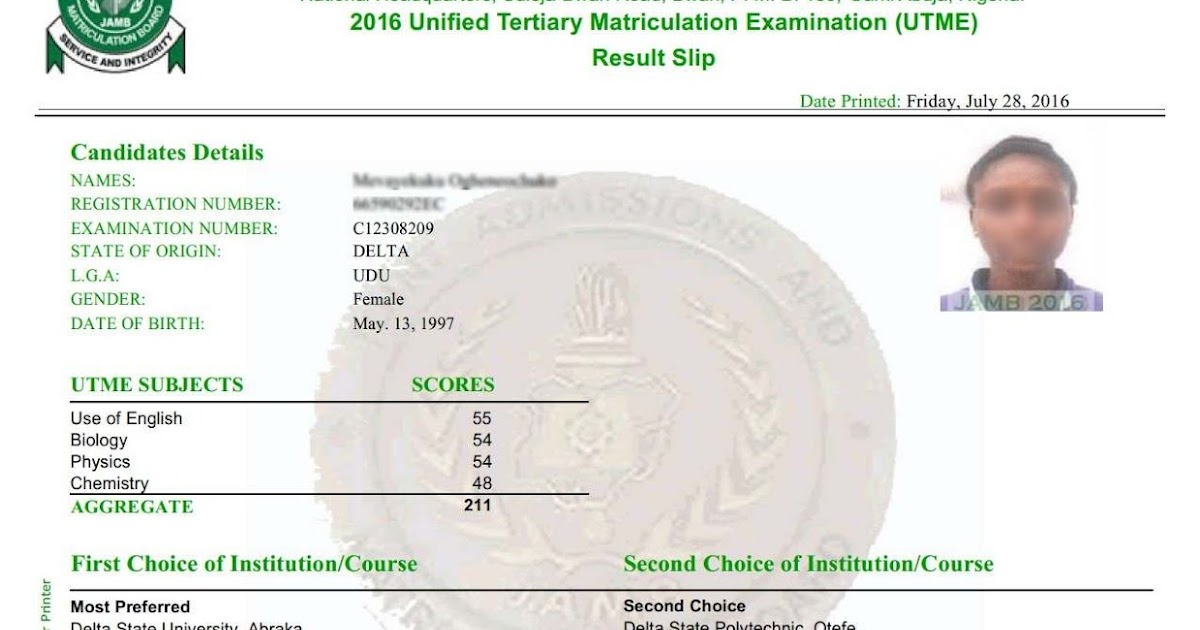 Jamb Original Result Print Out Coloring Pages