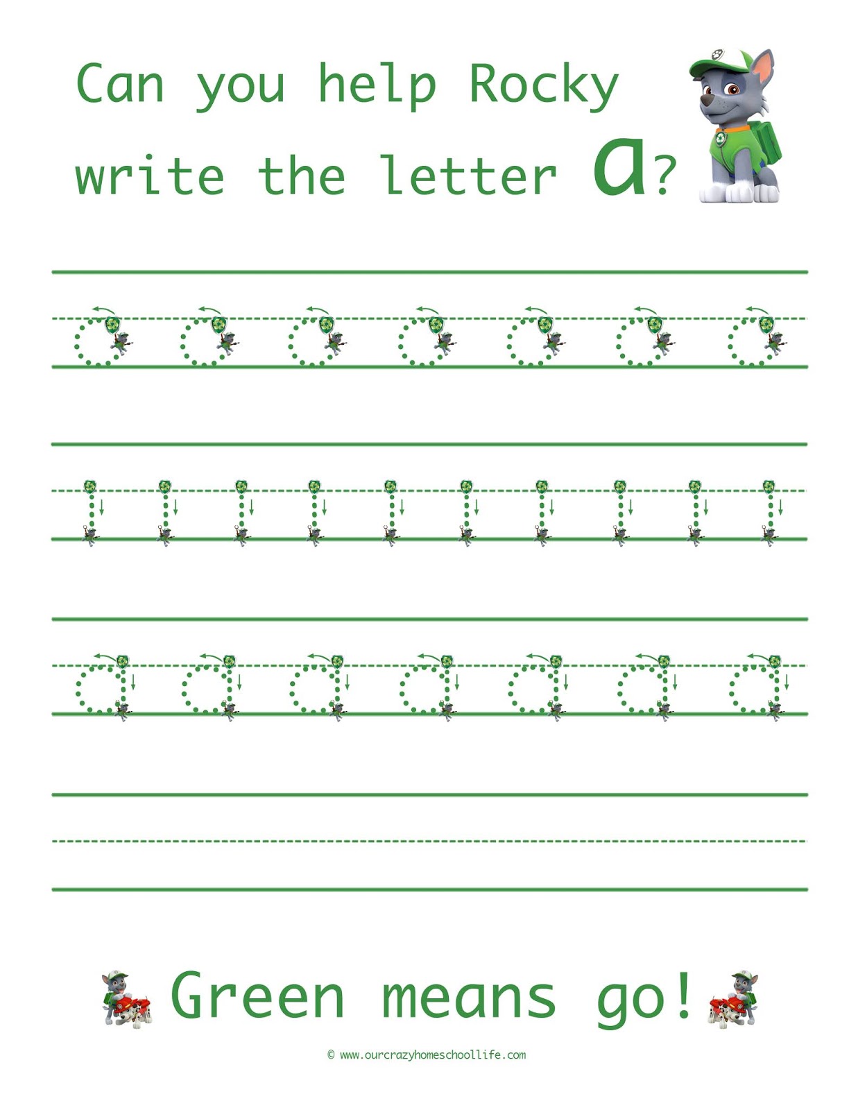 The Letter A FREE Paw Patrol Handwriting Printables... Our Crazy