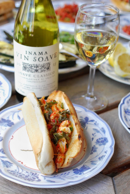 Inama Soave Classico with Brown Butter and Herb Crayfish Rolls, Photo by Greg Hudson