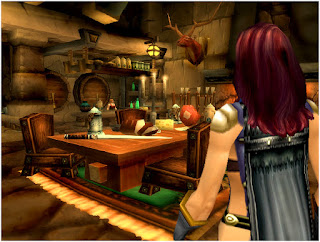 A female mage visits a tavern in World of Warcraft 