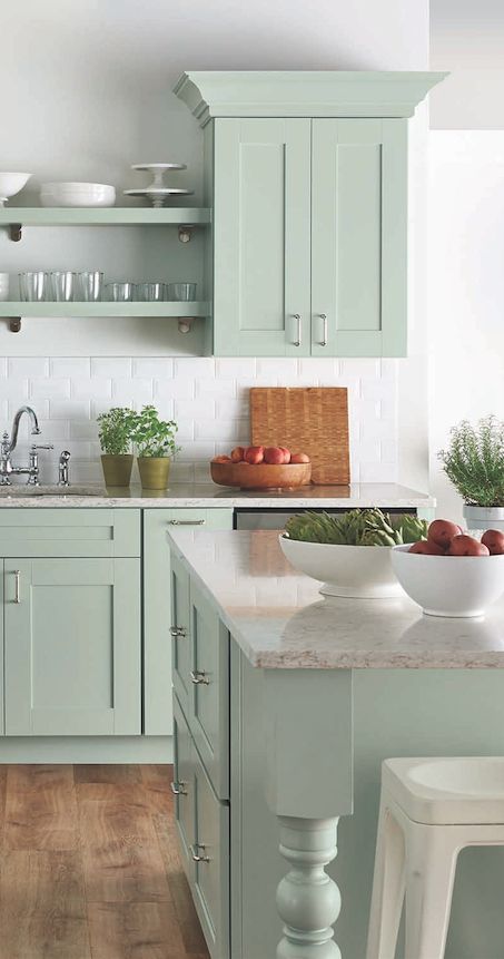 Dreaming About Mint Kitchen Cabinets, Seafoam Green Kitchen With White Cabinets