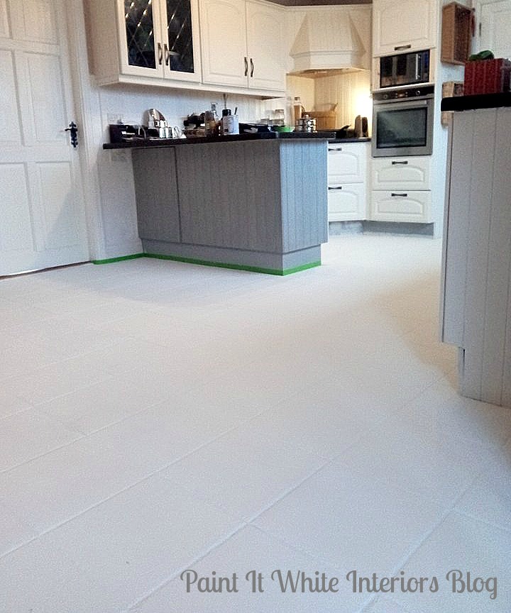 Paint It White Interiors How To Stencil Kitchen Floor Tile How