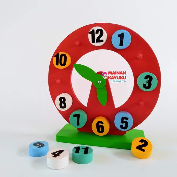 Jam Angka Mainan Kayuku Agdia - SEBUTIK EDUTOYS