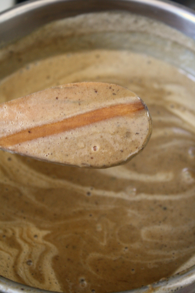 gently cook custard until coats back of spoon
