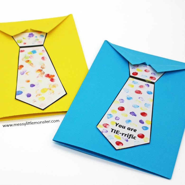 Father's Day Tie Card (with free printable tie template) - Messy Little ...