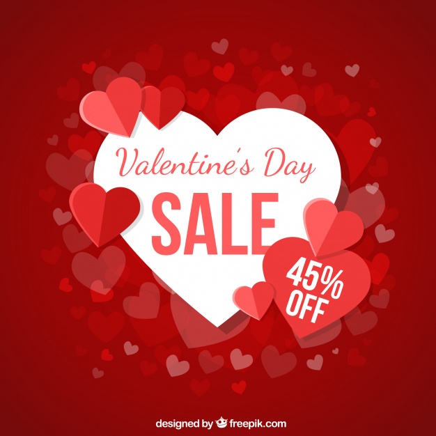 Valentine's day sale background Free Vector