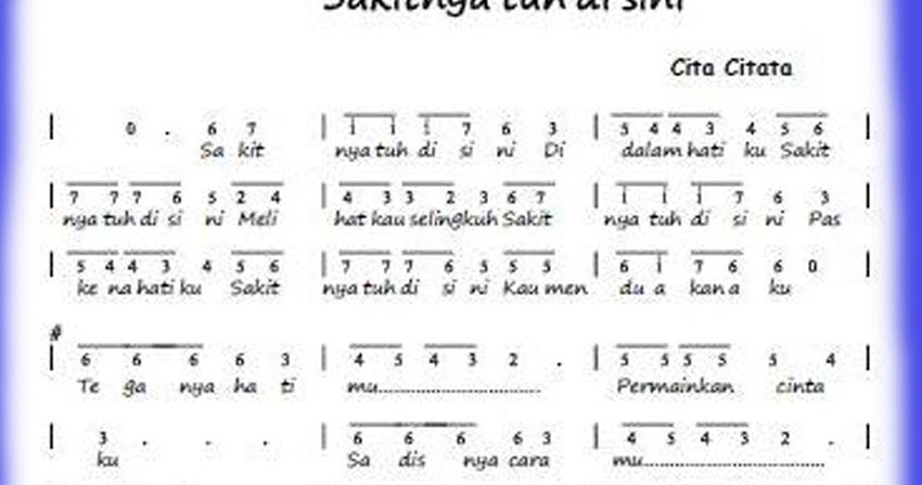 Not Pianika Sakitnya Tuh Disini Cita Citata Not Pianika Lagu