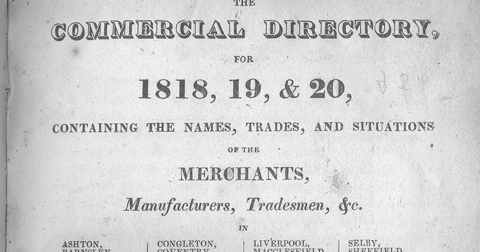 Chorley Commercial & Trade Directories 18181820 The Commercial Directory