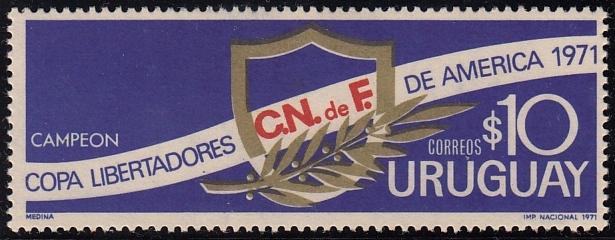 Uruguay en sus sellos postales Club Nacional de Fútbol Campeón Copa