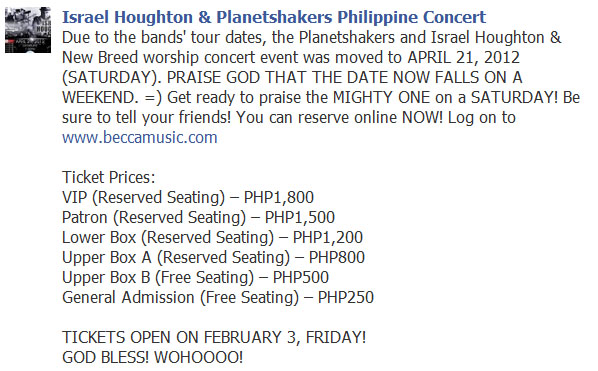 February Update Planetshakers And Israel Houghton Concert