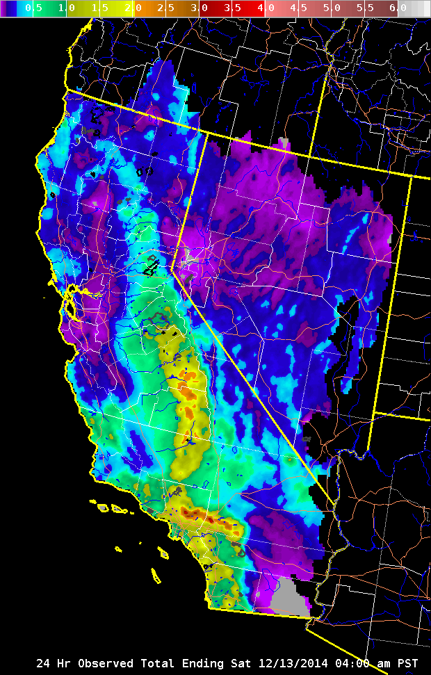 24 Hour Rain Totals For California On 12-13-2014