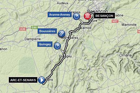 Mapa 9ª etapa Tour de Francia 2012  CRI Arc-et-Senans / Besançon
