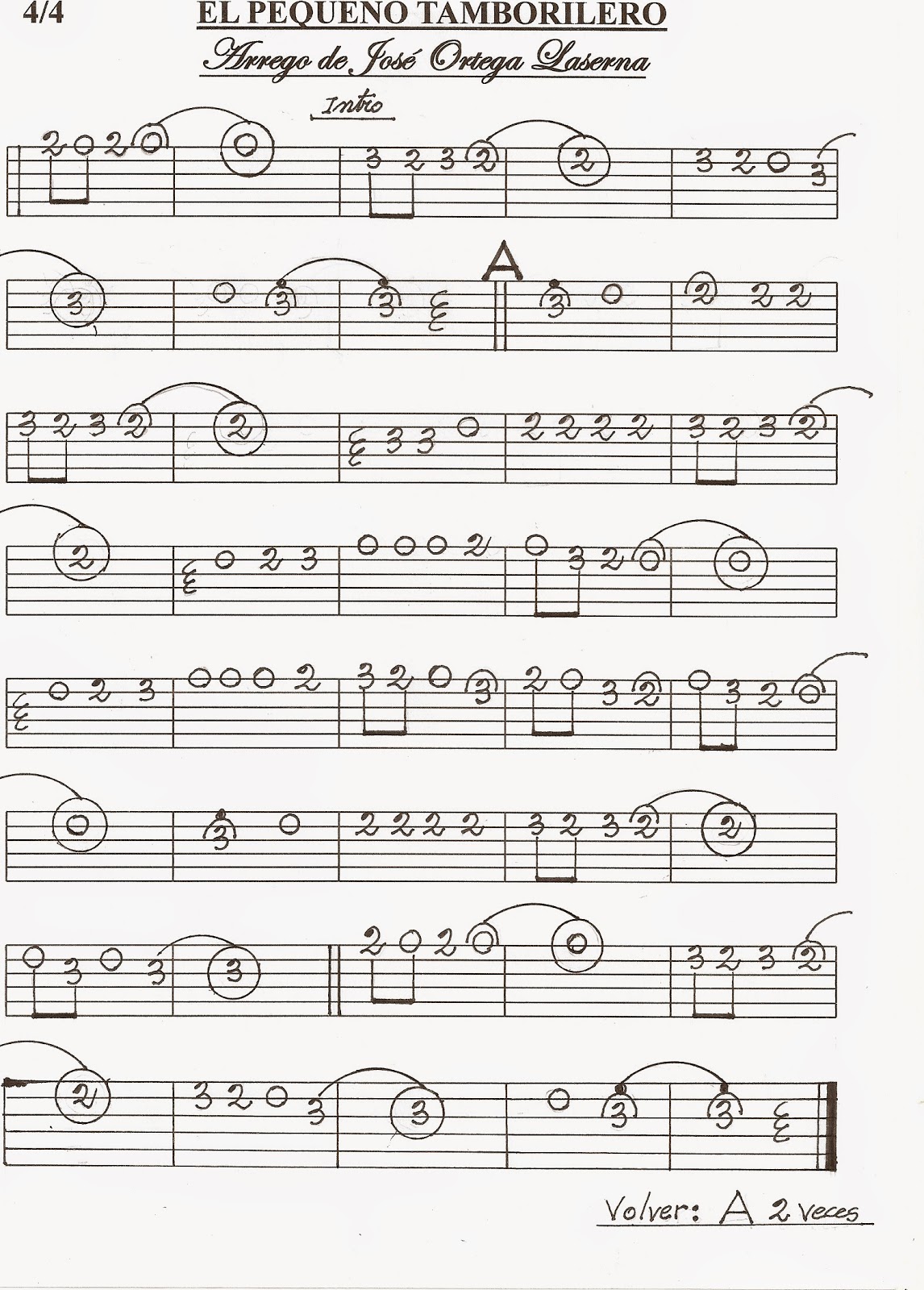 PARTITURAS EN CIFRA PARA BANDURRIA Y LAÚD DE JOSÉ ORTEGA LASERNA: EL