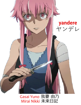 The yandere with an axe, Gasai Yuno 我妻 由乃, from the anime Mirai Nikki 未来日記