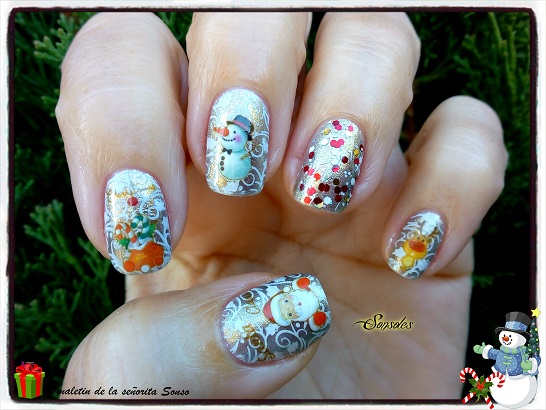 El Maletin De La Senorita Sonso Manicura Navidena Dorada Water Decals Papa Noel Beautybigbang 11