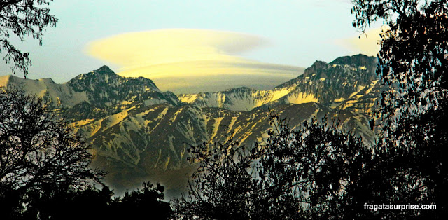 Pôr do Sol visto do Cerro San Cristóbal, Santiago do Chile