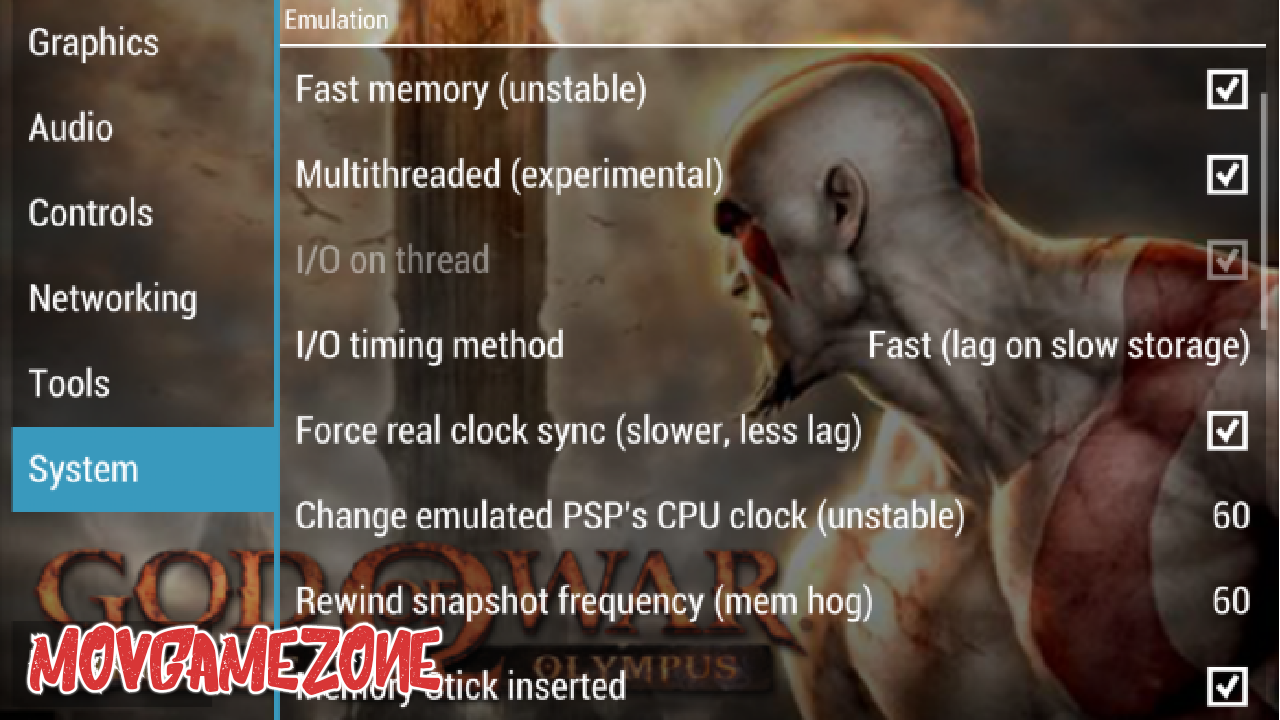 PPSSPP 1.15.4 - CONFIGURAÇÃO PARA GOD OF WAR CHAINS OF OLYMPUS